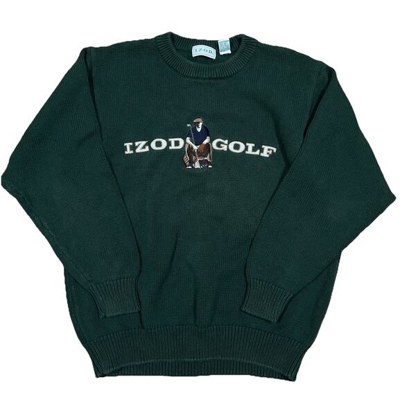 Vintage IZOD GOLF Sweater Mens Large Embroidered Spellout Logo Crewneck Sport - Picture 1 of 6